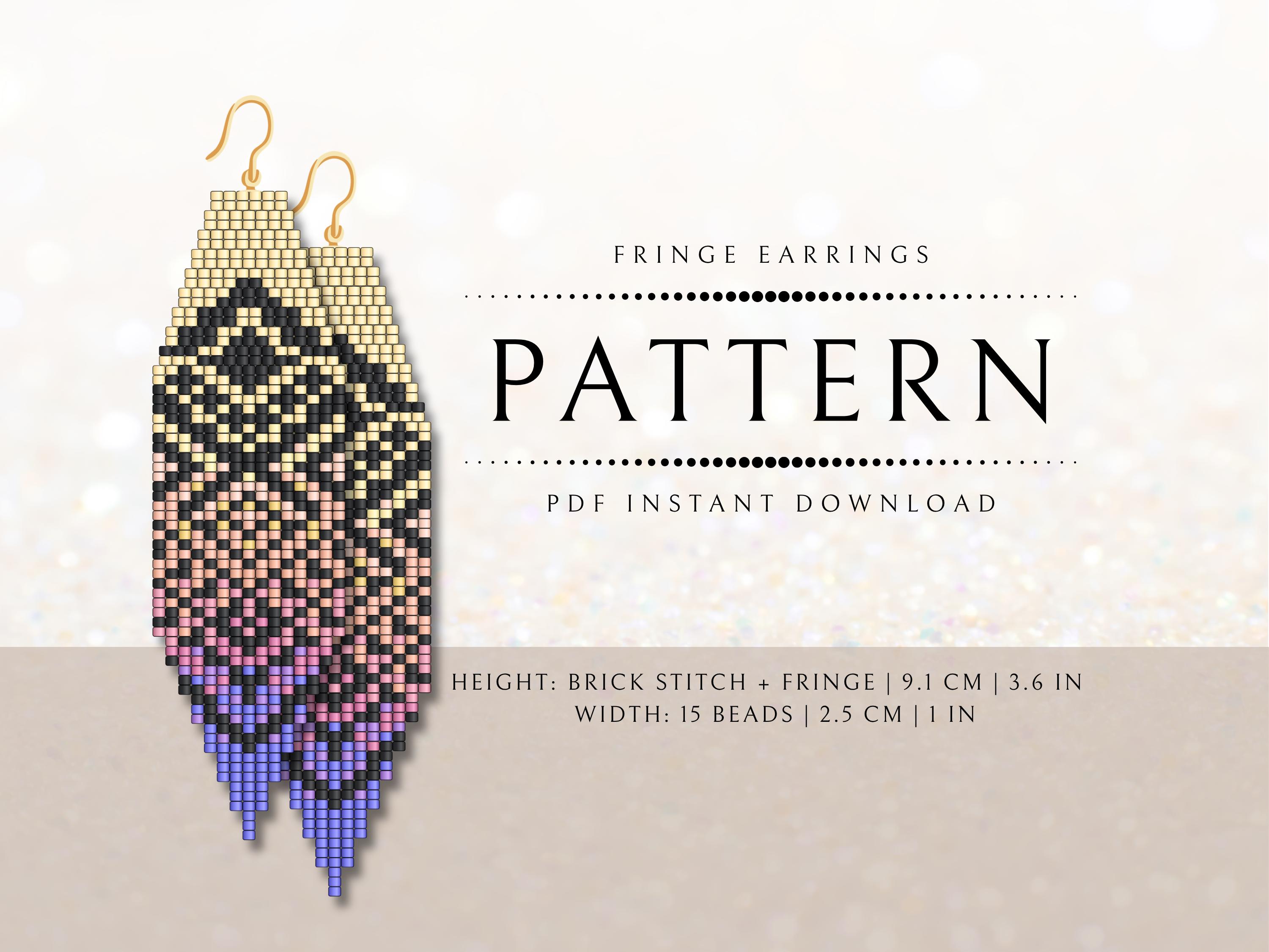 Dangle Earring Patterns Boho Dangle Earring Pattern | Statement Miyuki Seed Beads Design (PDF ...