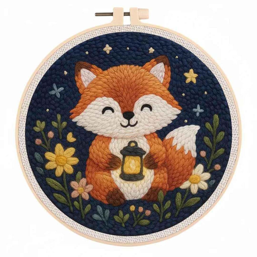 Punch Needle Embroidery Kit Fox Design Beginner Punch Needle Kit Cute ...