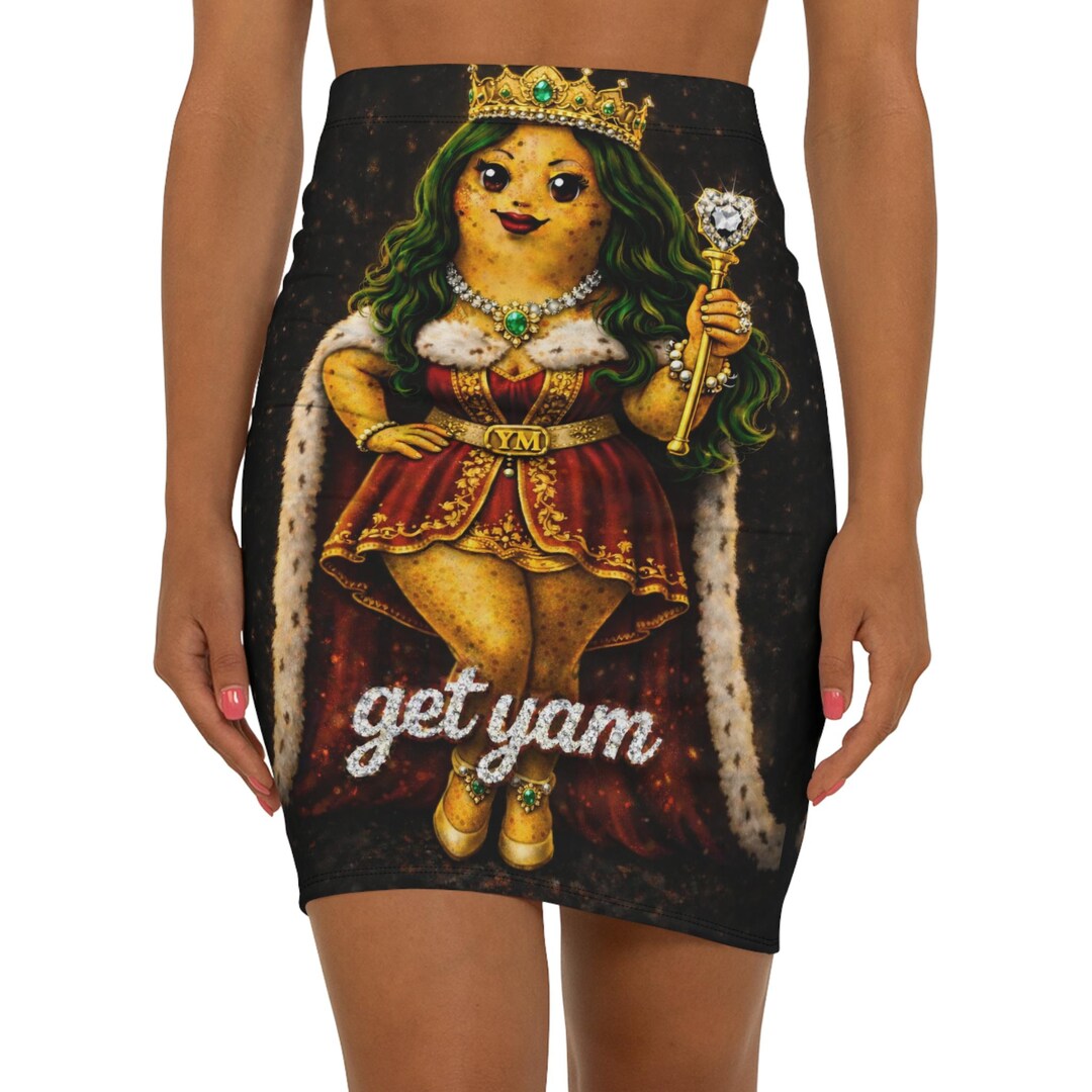 Queen Yam Illustration Pencil Skirt | 'get Yam' Royal Root Vegetable