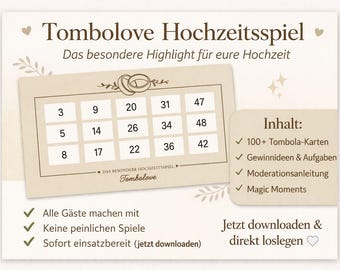 Tombolove - Hochzeitsspiel für Gäste – italienisches Hochzeitsspiel PDF Download – Hochzeit Unterhaltung für große & kleine Hochzeiten