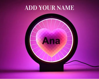Personalized Heart RGB Lamp with Optional Name, USB Powered