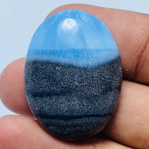 Natural Blue Opal Cabochon, 24x30mm Oval Loose Gemstone, Ocean Pattern Jewelry Making Stone
