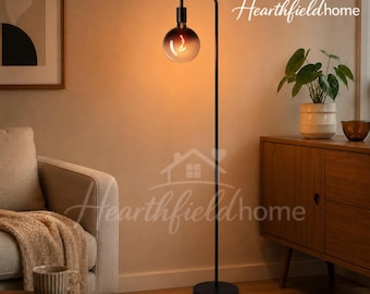 Minimalist Globe Floor Lamp: Hand-Blown Glass, Modern Standing Light, Ambient Illumination