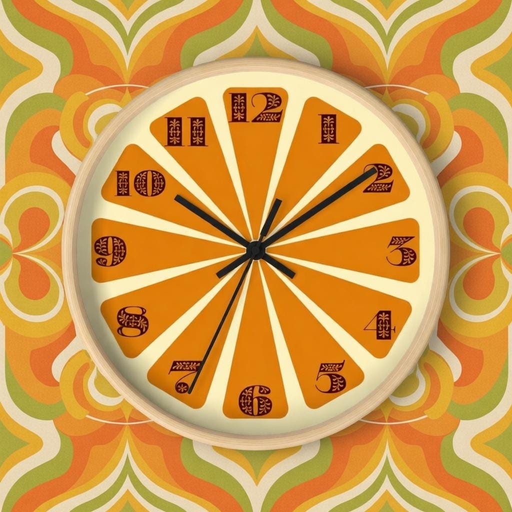 70s Orange Clock - Etsy