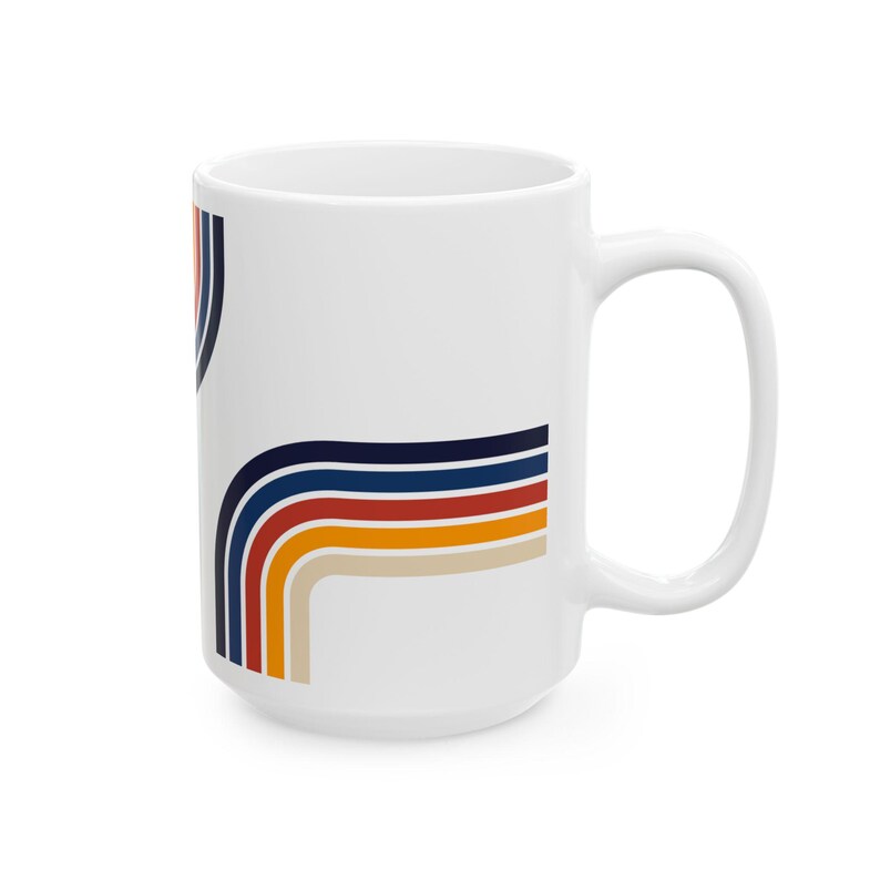 Lead Free Ceramic Mug, Retro Rainbow Coffee Cup, Microwave Safe Mug, Glossy Stripe Drinkware, Vintage Boho Mug Gift image 16