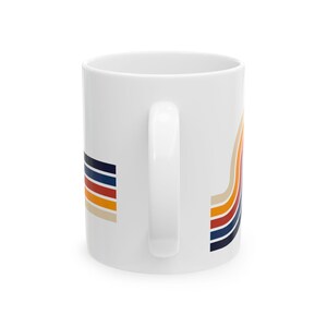 Lead Free Ceramic Mug, Retro Rainbow Coffee Cup, Microwave Safe Mug, Glossy Stripe Drinkware, Vintage Boho Mug Gift image 11