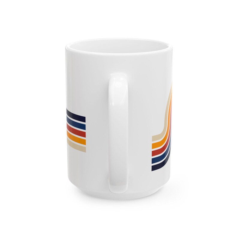 Lead Free Ceramic Mug, Retro Rainbow Coffee Cup, Microwave Safe Mug, Glossy Stripe Drinkware, Vintage Boho Mug Gift image 12