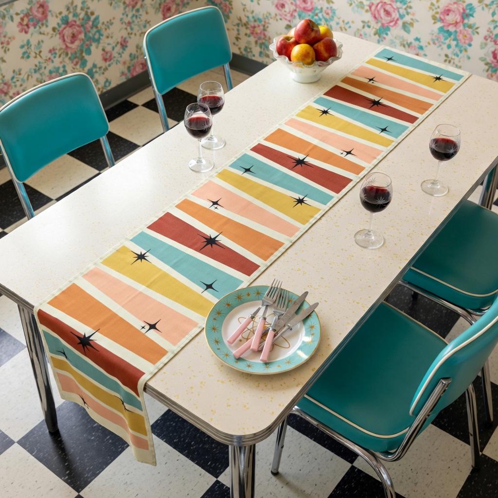 Atomic Starburst Table Runner | Retro Mid Century Modern Geometric ...