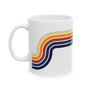 Lead Free Ceramic Mug, Retro Rainbow Coffee Cup, Microwave Safe Mug, Glossy Stripe Drinkware, Vintage Boho Mug Gift image 13