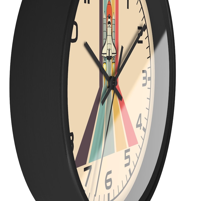 Colorful Space Shuttle Wall Clock | Vintage Rainbow Stripe Retro ...