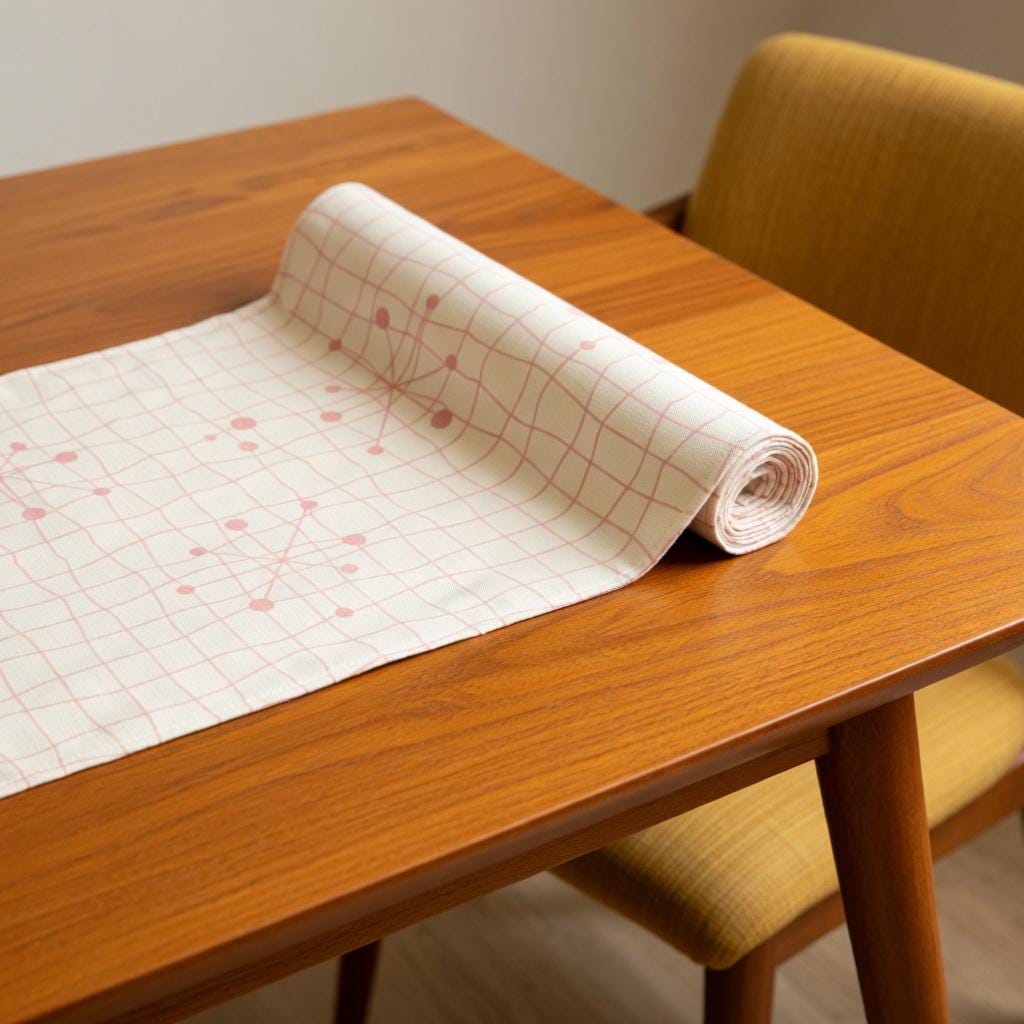 Starburst Pattern Cotton Twill Table Runner | Atomic Pink Mid Century ...