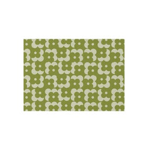 Deck Rug | Retro Flower Green Geometric Pattern | Fade Resistant Outdoor Rug for Patios image 8