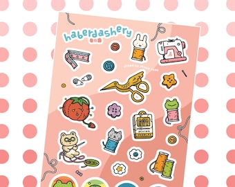 Haberdashery Sticker Sheet - Matte vinyl kiss cut stickers for planners, notebooks, stationery, and decoration