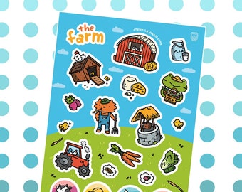 Farm Sticker Sheet - Matte vinyl kiss cut stickers for planners, notebooks, stationery, and decoration