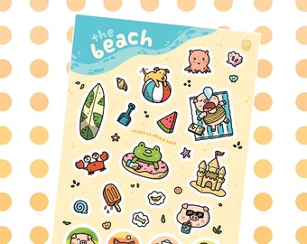 Beach Sticker Sheet - Matte vinyl kiss cut stickers for planners, notebooks, stationery, and decoration