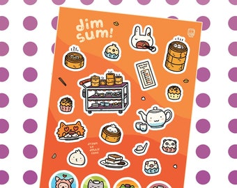 Dim Sum Sticker Sheet - Matte vinyl kiss cut stickers for planners, notebooks, stationery, and decoration