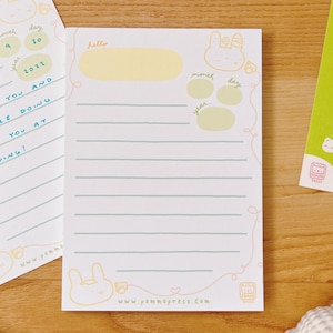 Mini bloc de notas Memo: papel con temática de conejito adorable para escribir notas y mensajes