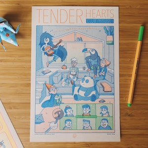 Tender Hearts Club House Risograph Print