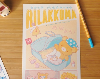 Good Morning Rilakkuma Movie Poster Risograph Print