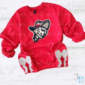 Avec nœuds latéraux | Écusson Colonel Reb en chenille | Sweat-shirt femme | Tailles S à 5XL