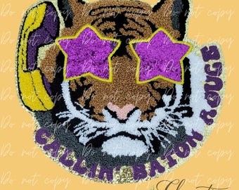 2 Colors | Large Tiger Face Chenille Iron-on Patch