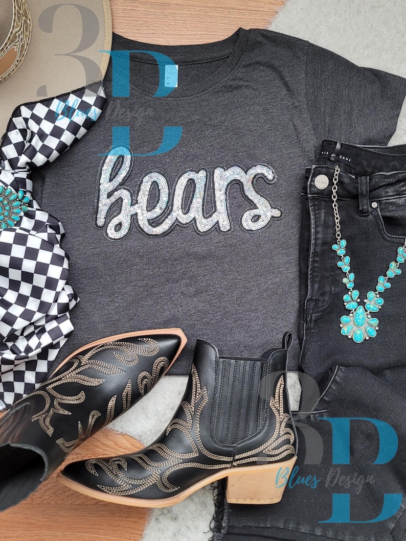 Bears Script Sequin Iron-on Patch