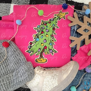 GRINCHY Christmas Tree Chenille Patch Women's SWEATSHIRT | Sizes S-5XL