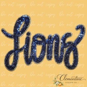 Parche de lentejuelas de leones, parche termoadhesivo con brillantina azul marino y dorado