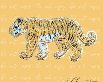 Small Tiger Patch: Chenille Mascot Applique Iron-on Patch
