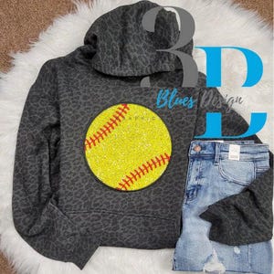 XXLARGE Softball Sequin Iron-on Patch