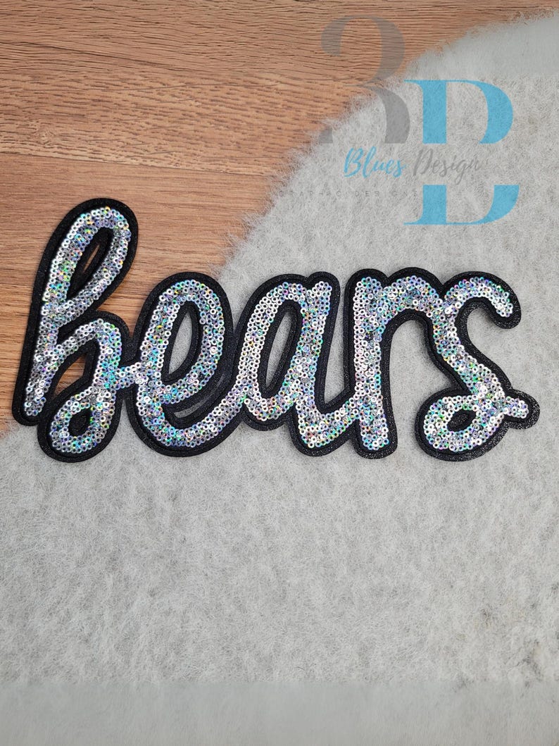 Bears Script Sequin Iron-on Patch