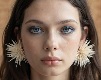 White Handmade Feather Earrings, 2026 Trend Feather Accessories, Vibrant Statement Earrings, Lightweight Dangle Earrings