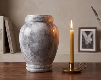 Luna Carrara Marmor Urne – Handgefertigte Erinnerungsurne für Menschliche Asche | Elegante Steinurne | Erwachsene Größen