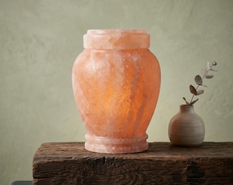Natural Pink Himalayan Salt Urns | Water-Soluble and Biodegradable Stone Cremation Urn for Ashes ( Adult), Sympathy Gift | Large sizes