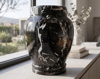 Natural Marble Cremation Urns for Human Male, Female & Child Ashes | Hand-carved Stone Memorial Urn, Burial and Home Display Ready