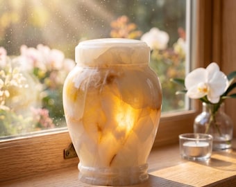 Natural Onyx Urns for Child, Pet Ashes | Hand-crafted Cremation Urn for Cat and Dog | Home Display & Burial , Medium Sizes