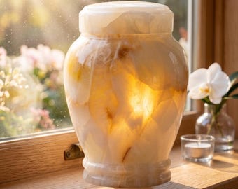 Natural Onyx Adult Cremation Urns for Ashes | Stone Memorial Urn, Adult Sizes(large & Extra-Large)