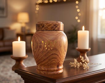 Wooden Urn for Human Ashes | Handcrafted Cremation Urn | Wood Memorial Medium Sizes