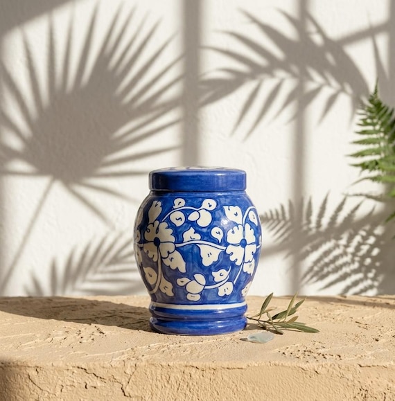 Hand Painted Ceramic Keepsake Urns | Hand Made Ash Storage Urn, Small Sizes