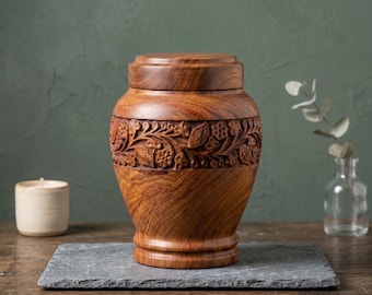 Handmade Wooden Cremation Keepsake Urns - Small Memorial Urn for Human or Pet Ashes