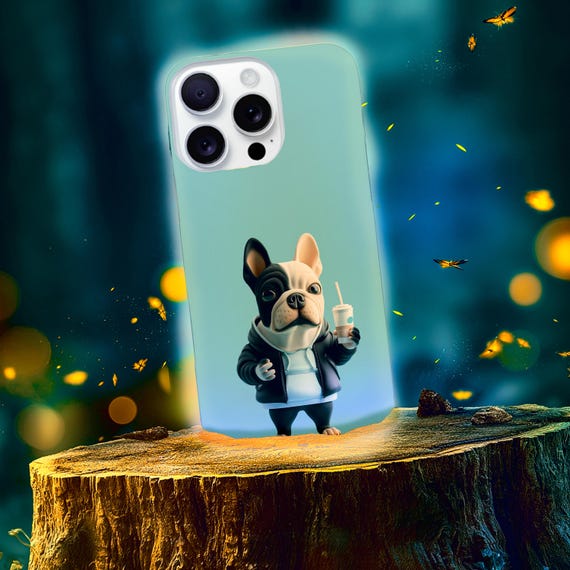 French Bulldog Phone Case | Streetwear Dog, Teal Design