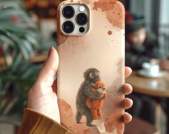 Punch Monkey Hug Tough Phone Case | Viral Meme Art, Realistic Fur Illustration