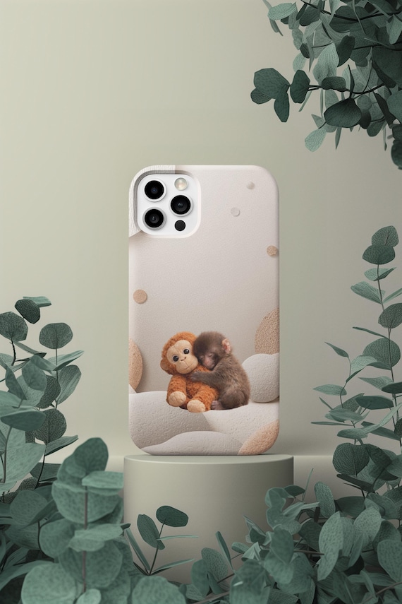 Punch Monkey Hug Tough Phone Case | Viral Meme Art, Realistic Fur Illustration