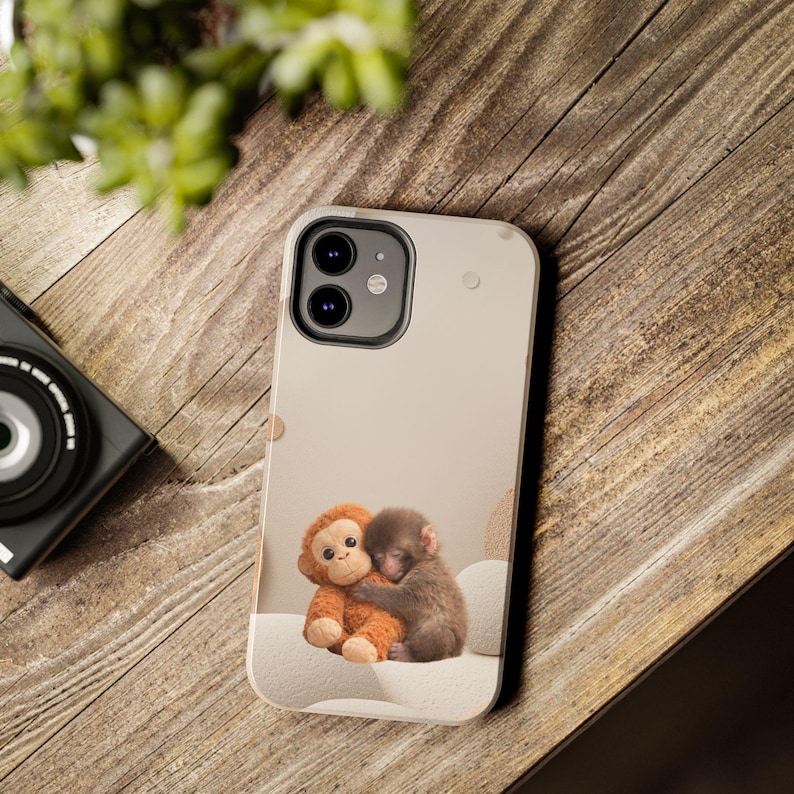 Punch Monkey Hug Tough Phone Case | Viral Meme Art, Realistic Fur Illustration image 18