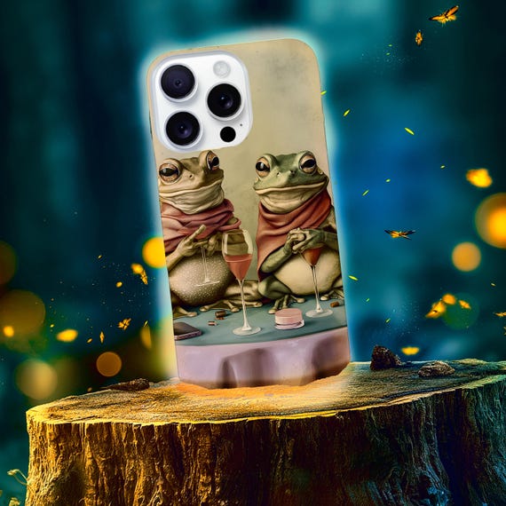 Renaissance Frogs in Cloaks Tough Phone Case | Artistic Frog Wine Illustration