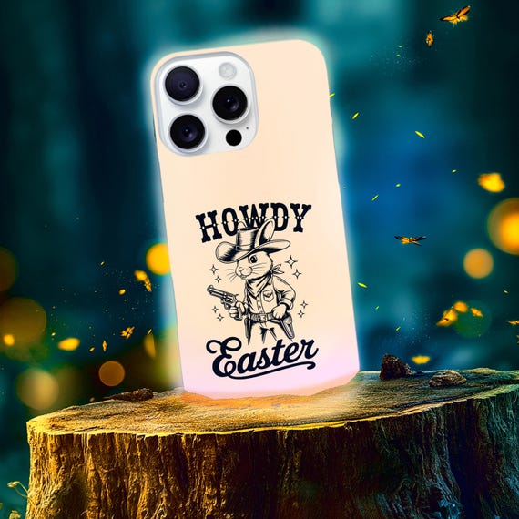 Easter Bunny Cowboy Phone Case | Wild West Line Art, Holiday Pop Culture