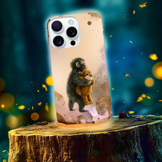 Punch Monkey Hug Tough Phone Case | Viral Meme Art, Realistic Fur Illustration