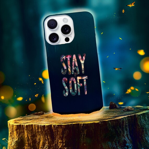 Stay Soft Floral Typography Tough Cases | Watercolor Pastel Floral Text