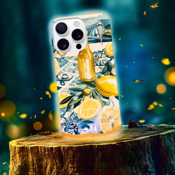 Mediterranean Lemon Olive Branch Phone Case | Coastal Citrus Design