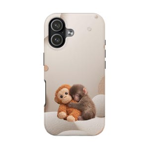 Punch Monkey Hug Tough Phone Case | Viral Meme Art, Realistic Fur Illustration image 6